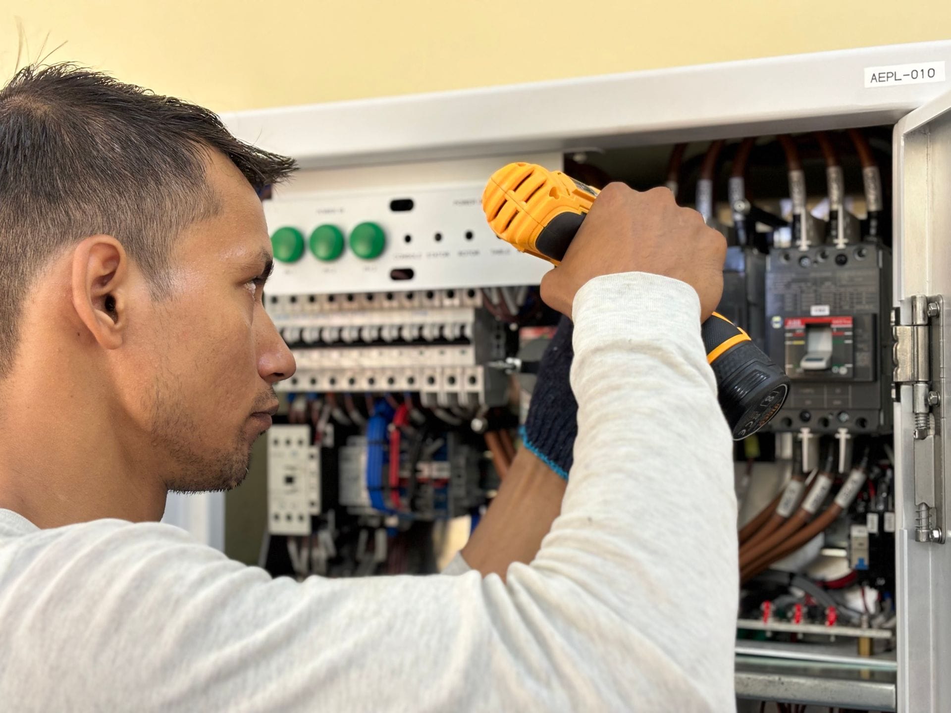 Professional Electrician Working