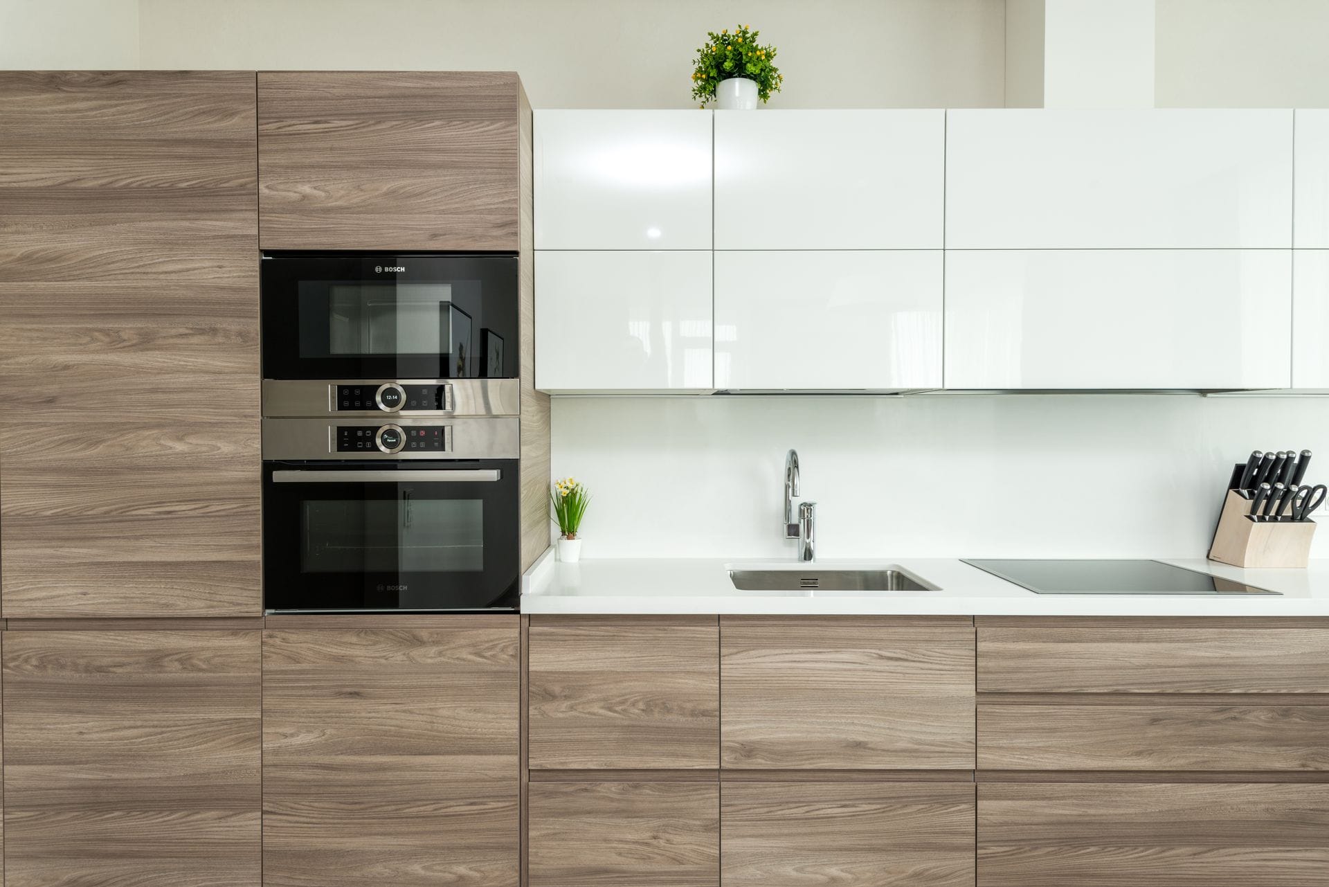 Newly fitted kitchen with solid worktops by a carpenter in Riverside